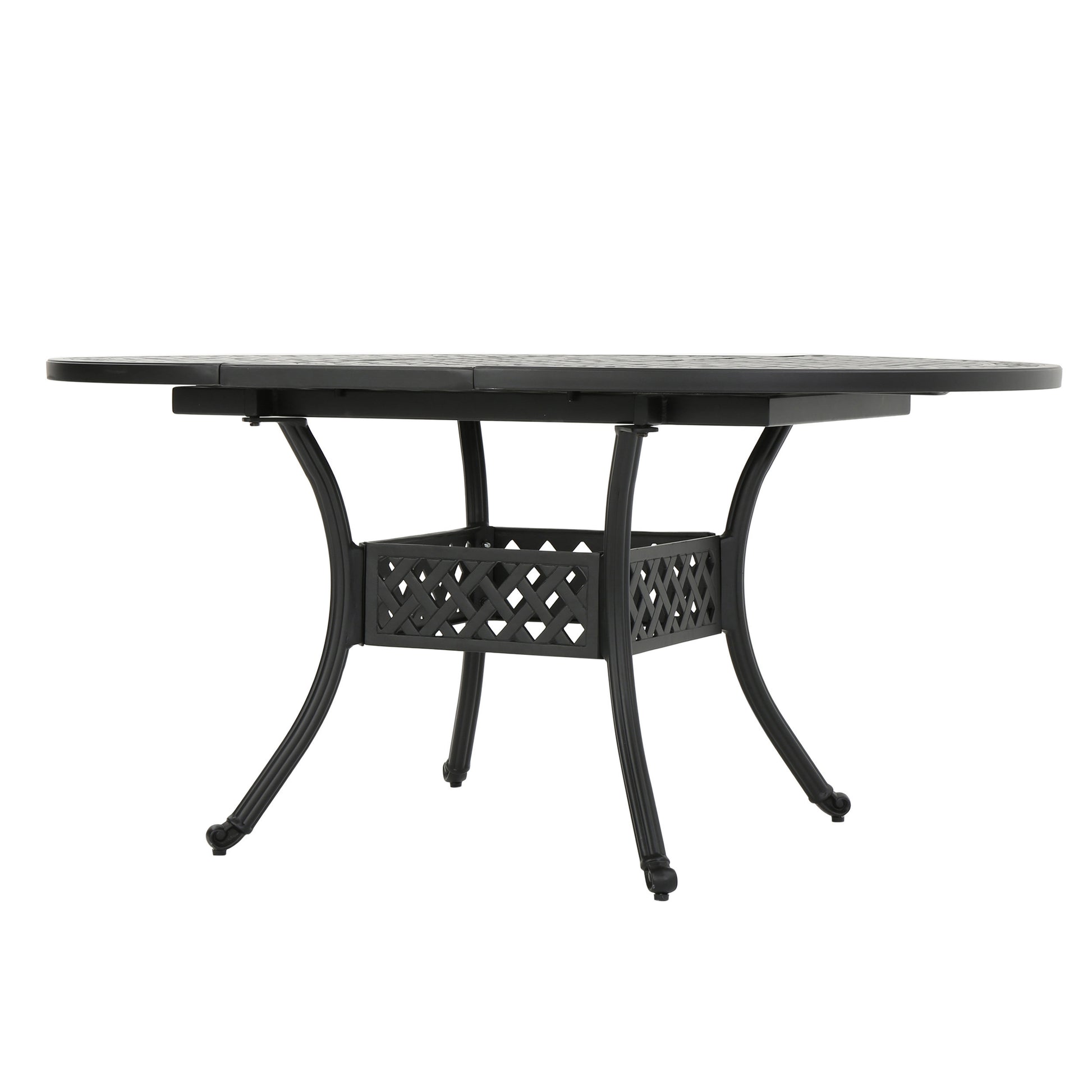 Outdoor Expandable Aluminum Dining Table, Black Sand Finish Black Aluminium