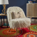 Club Chair White Faux Fur