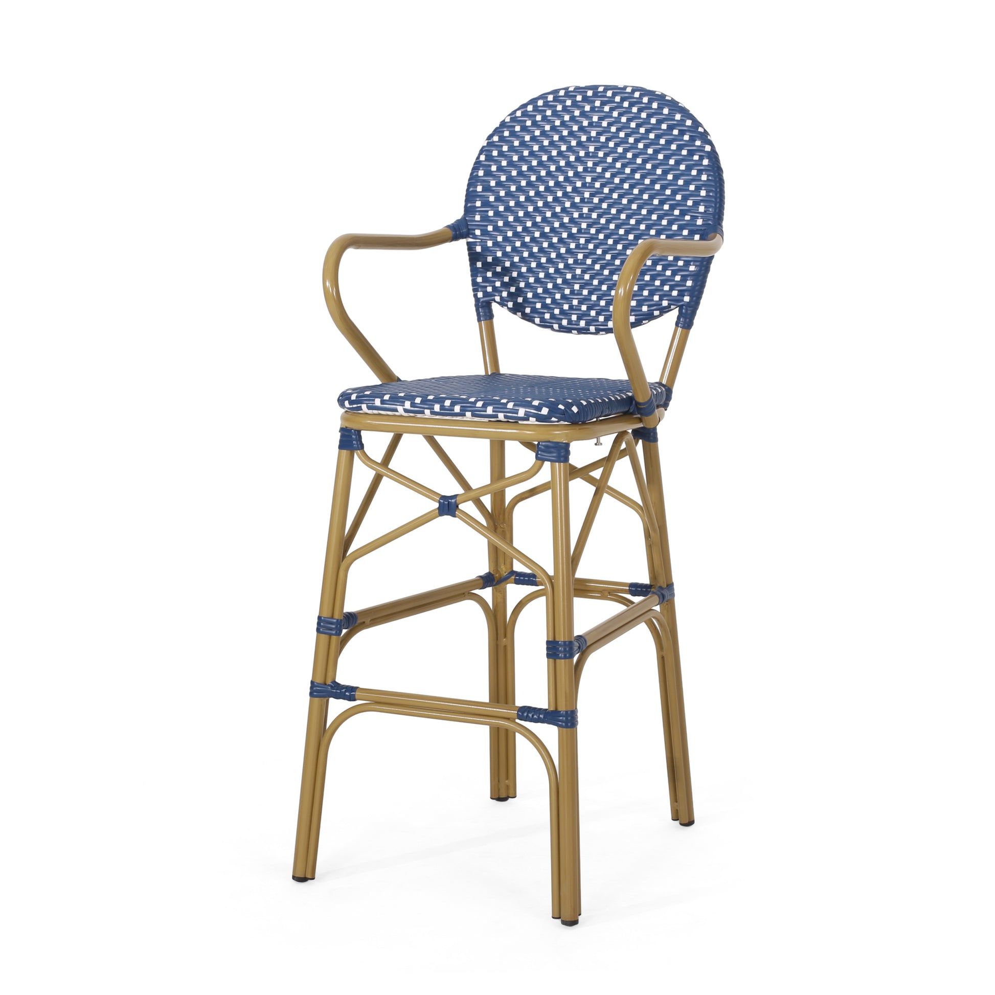 Barstool Navy Blue Wicker