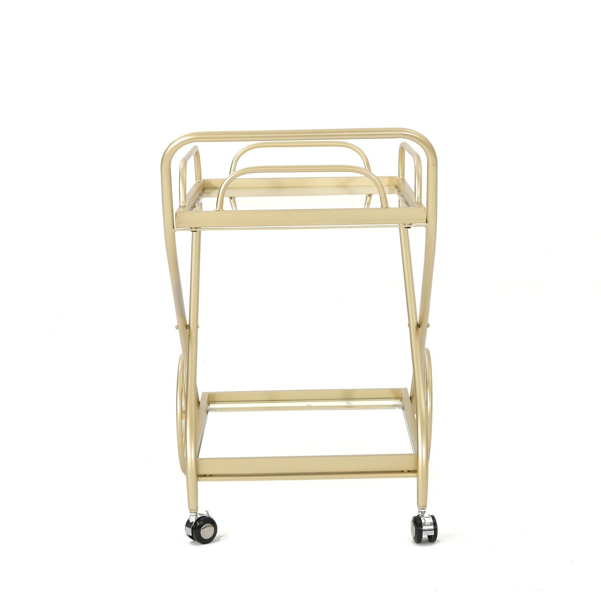 Bar Cart Gold Glass Metal