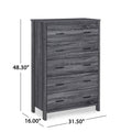 Toolless Assembly 5 Drawes Chest Dark Grey Mdf