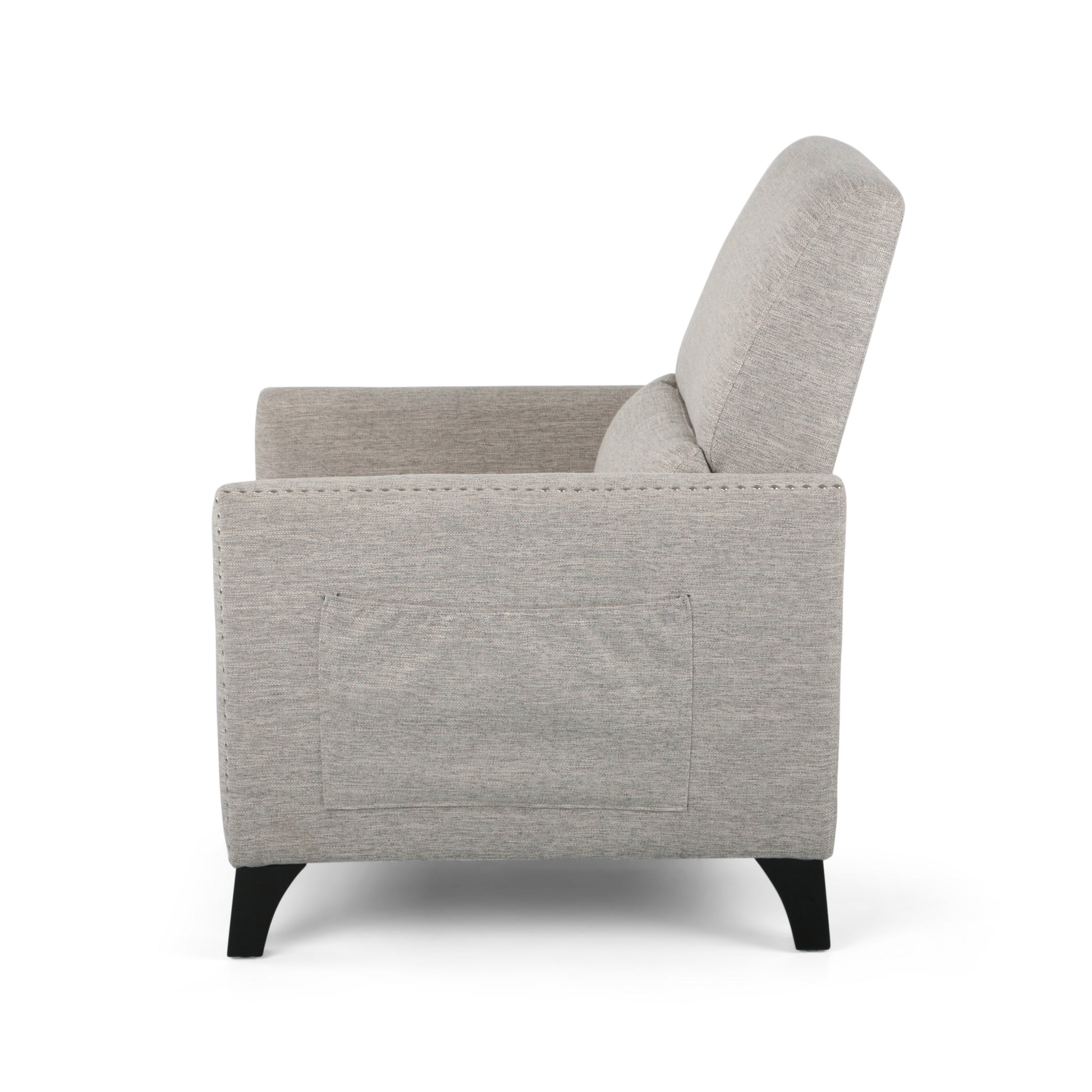 Push Back Recliner Light Grey Fabric