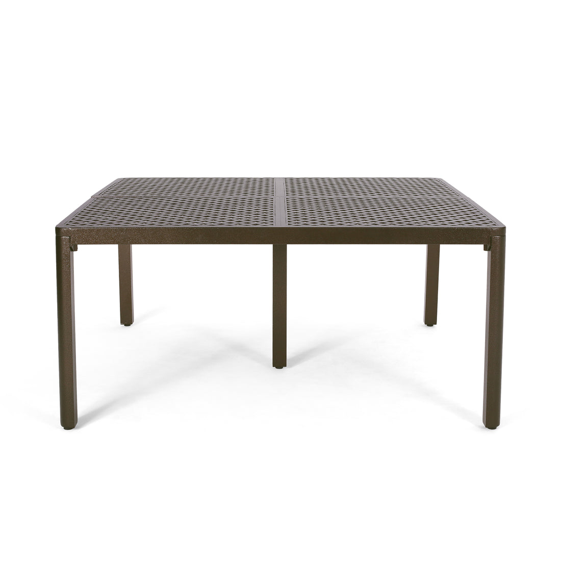 Outdoor Modern Aluminum Dining Table With Woven Accents, Gloss Black Red Aluminium