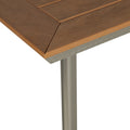 Leeds Dining Table With Faux Wood Top Silver Metal & Wood