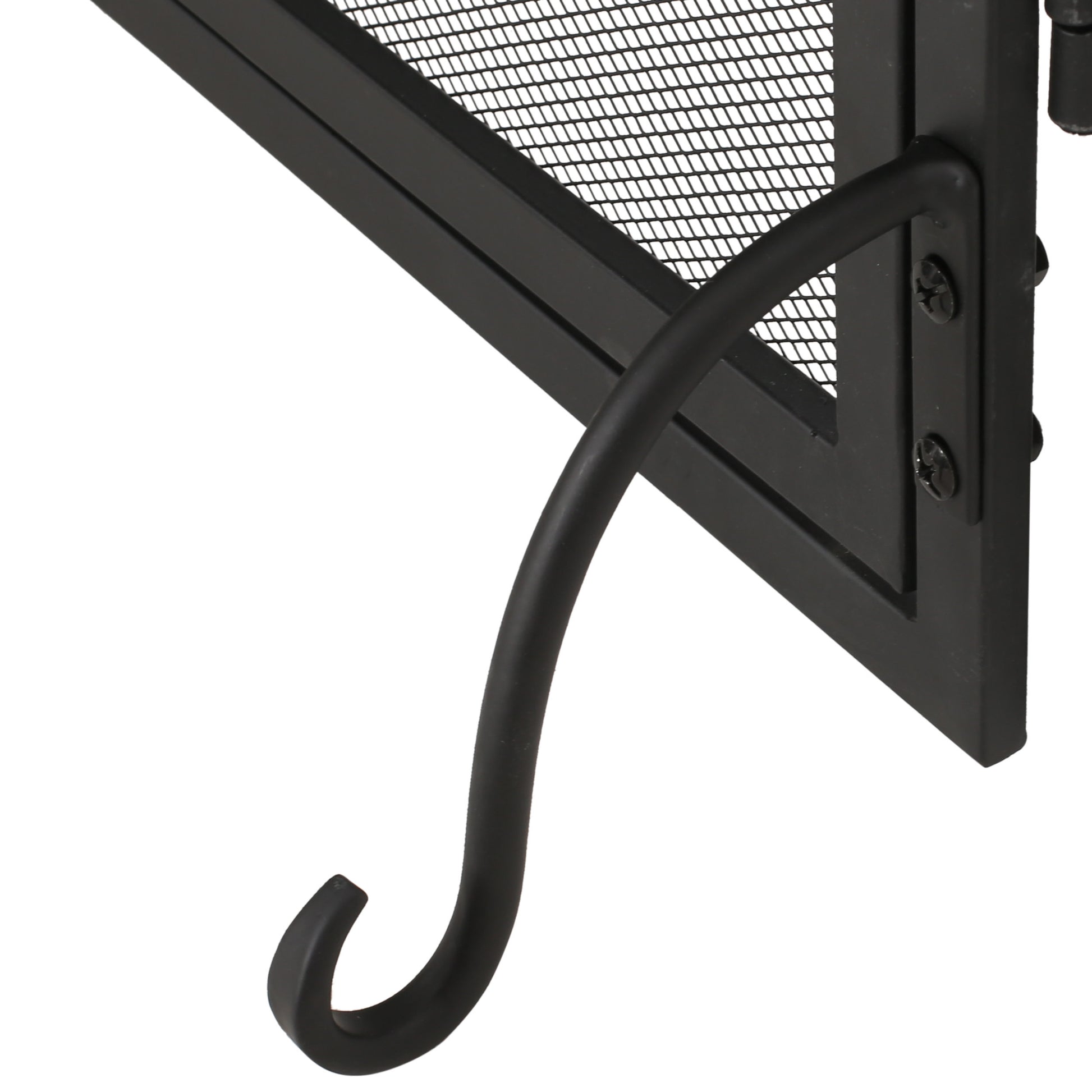Folding Screen With Doors And 4 Pcs Tool Sets Matte Black Iron