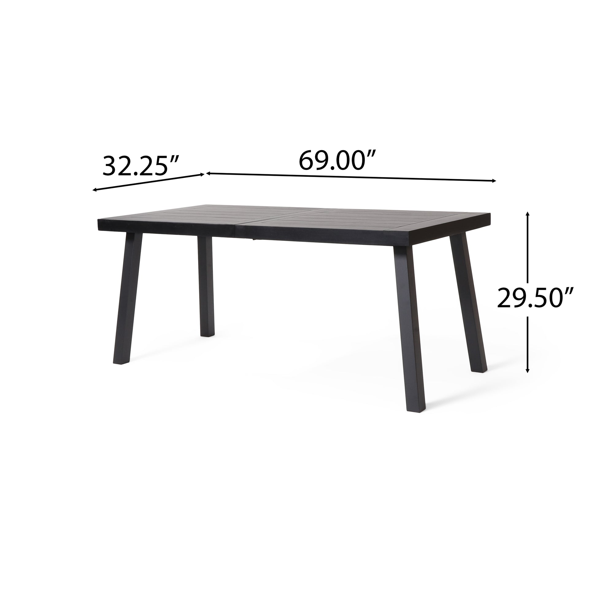 Della Acacia Wood Dining Table,Black Black Acacia Wood