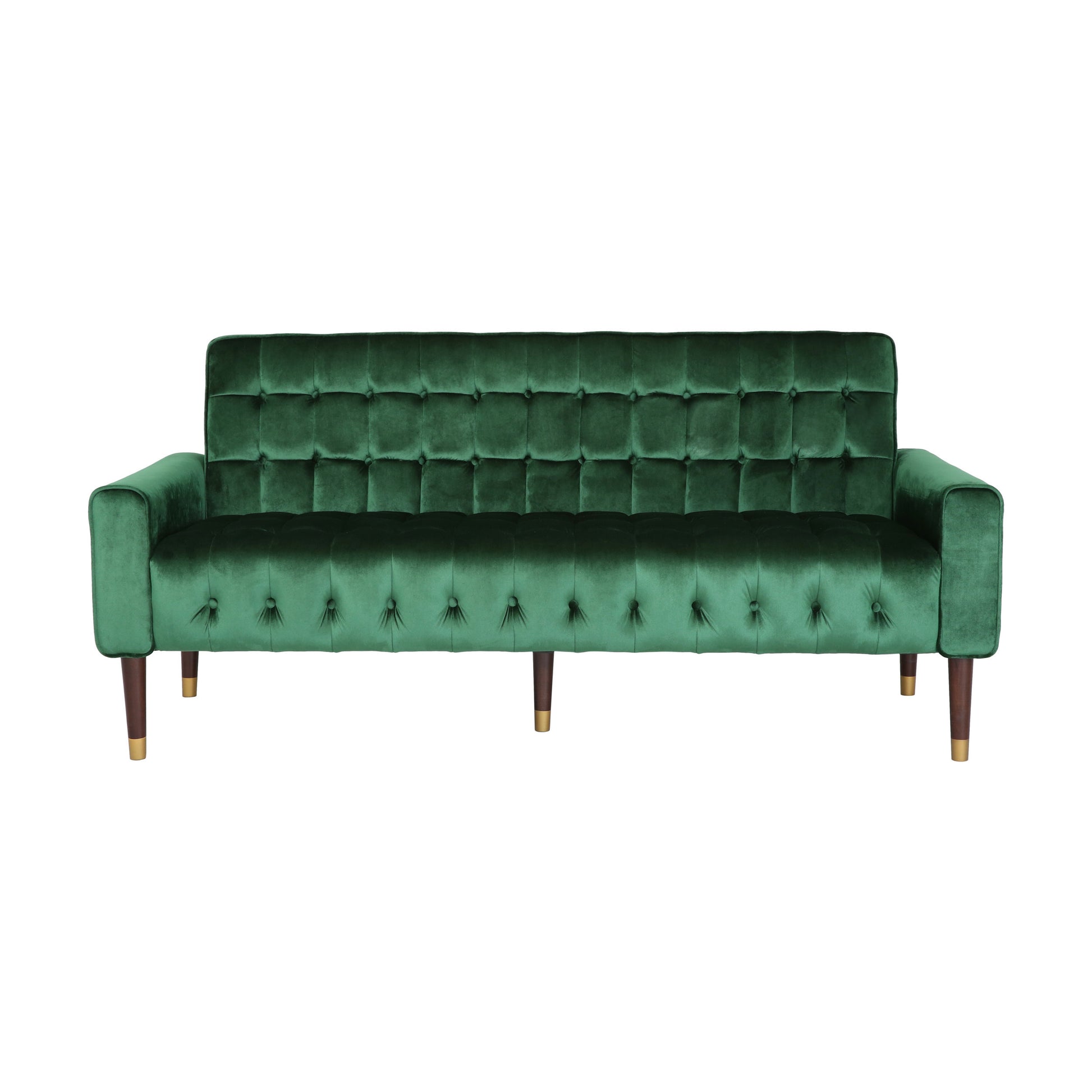 70 In. W Square Arms Velvet Straight Sofa,Living Room And Study Emerald Velvet 3 Seat