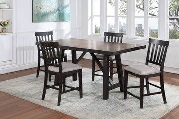 Halle 5 Piece Dining Set Black Black Wood