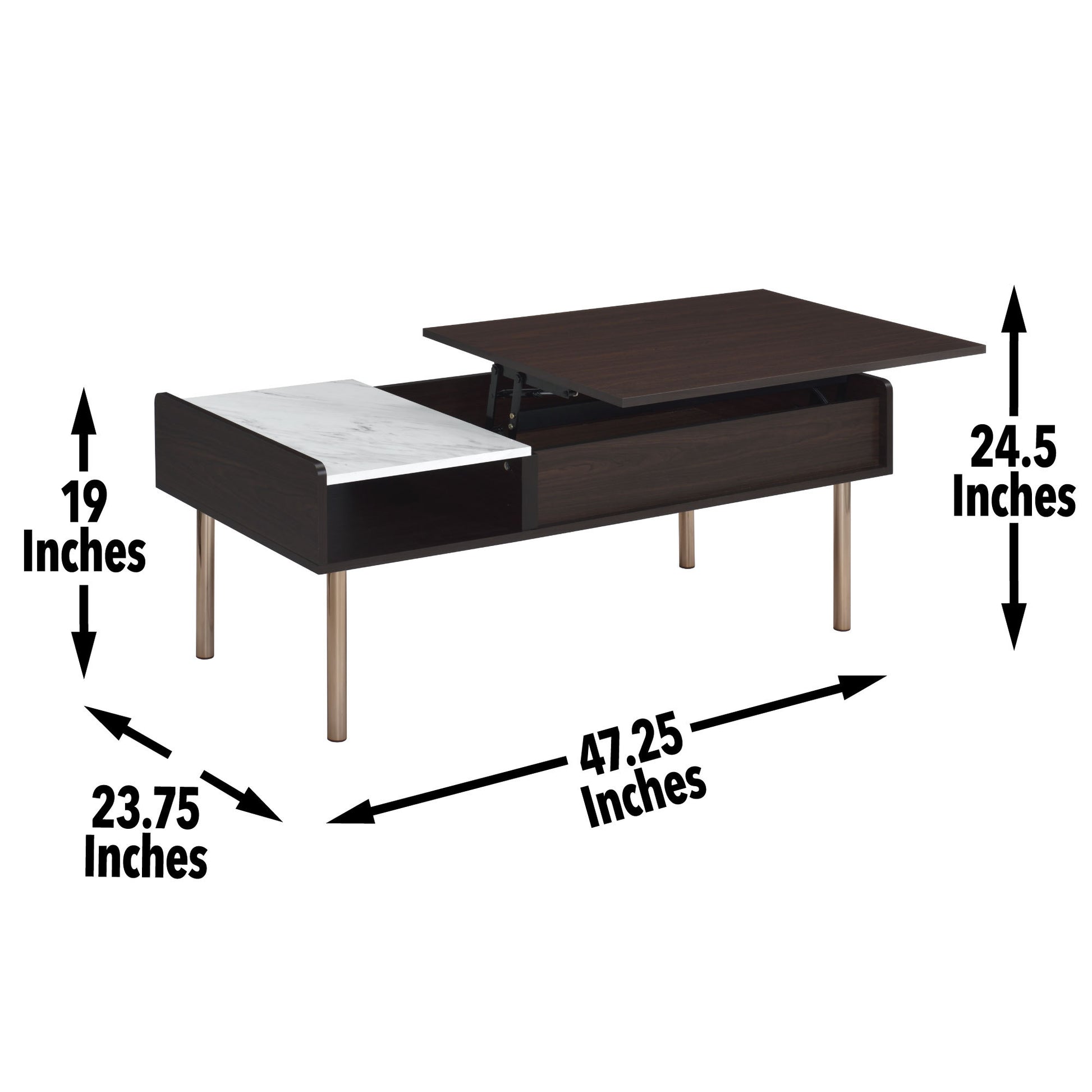 Carrie Lift Top Coffee Table Brown Brown Wood