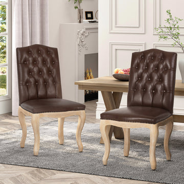 Wembley Tuft Dining Chair Set Of 2 Dark Brown Dining Chairs Pu