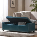 Chelsea Storage Ottoman W Studs Teal Pu