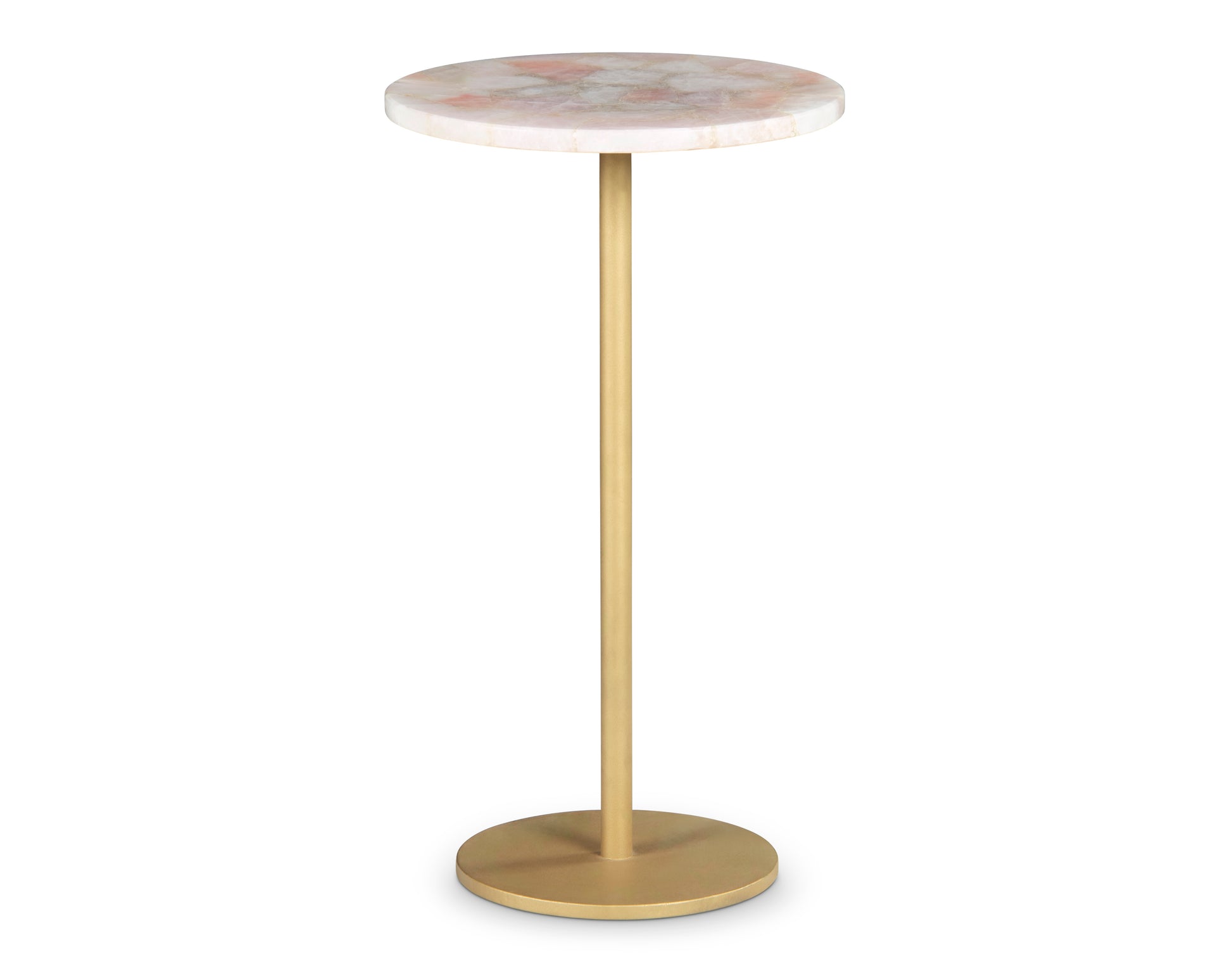 Rosie Rose Quartz Top Chairside Table Beige Beige Iron
