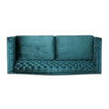 Mirod Comfy 3 Seat Sofa With Wooden Legs, Retro Style For Living Room Teal Velvet 3 Seat