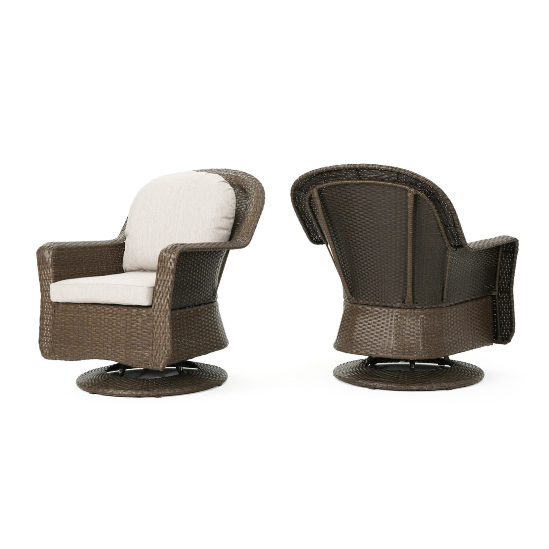 Liam Swivel Club Chair Set Of 2 Brown Seats 2 Fabric