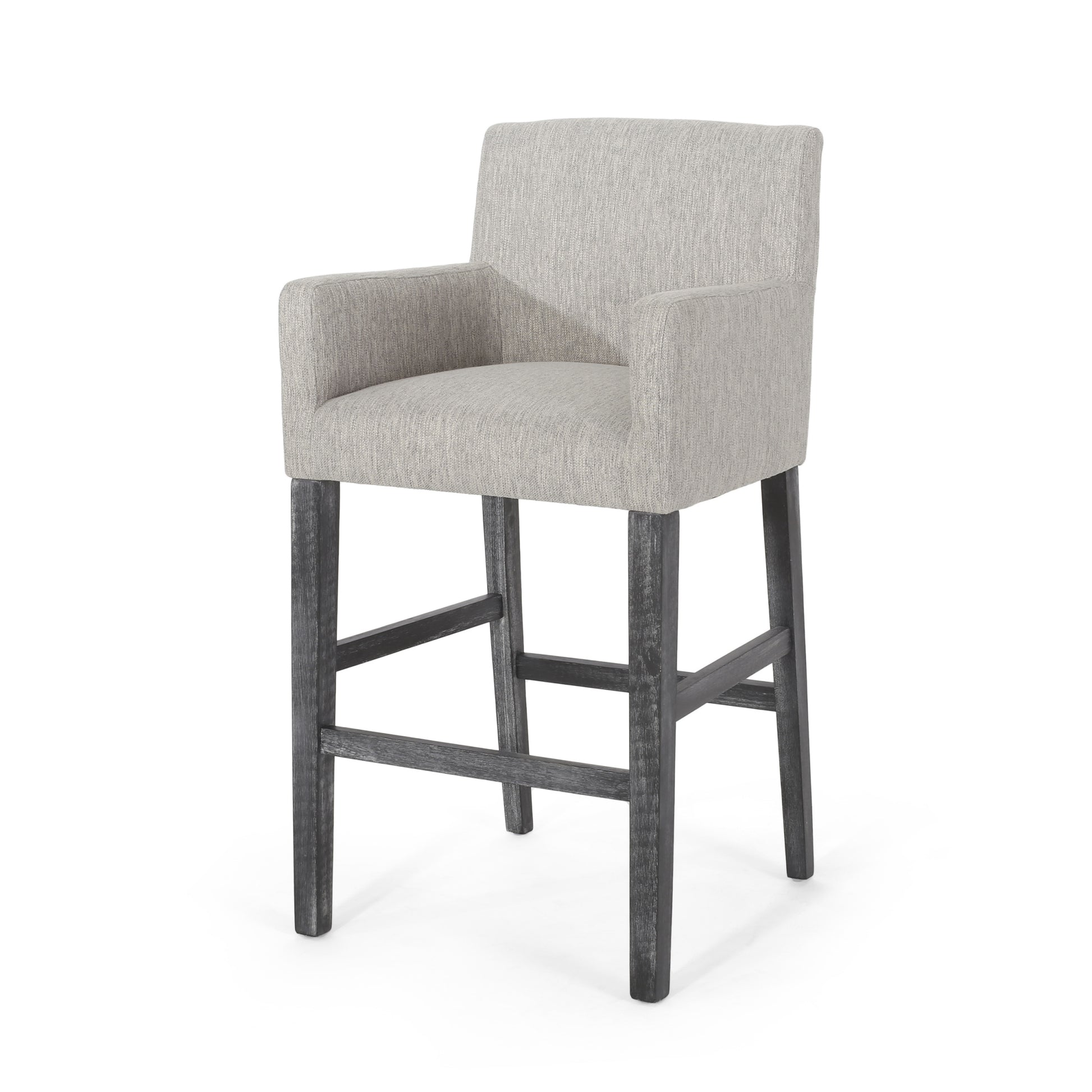 Set Of 2 Upholstered 30.5 Inch Counter Stools Light Gray Gray Light Grey Set Of 2 Fabric