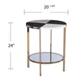 Cortinada Round Faux Marble End Table Black Iron