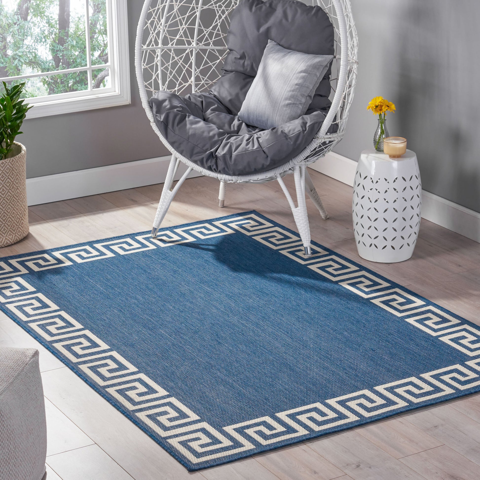 6560L 5'3"X7' Rug Blue Polypropylene