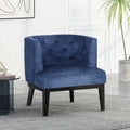 Accent Chair Navy Blue Wood Fabric