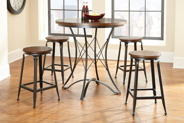 Adele 5 Piece Dining Set With Counter Height Table Dark Brown Dark Brown Wood