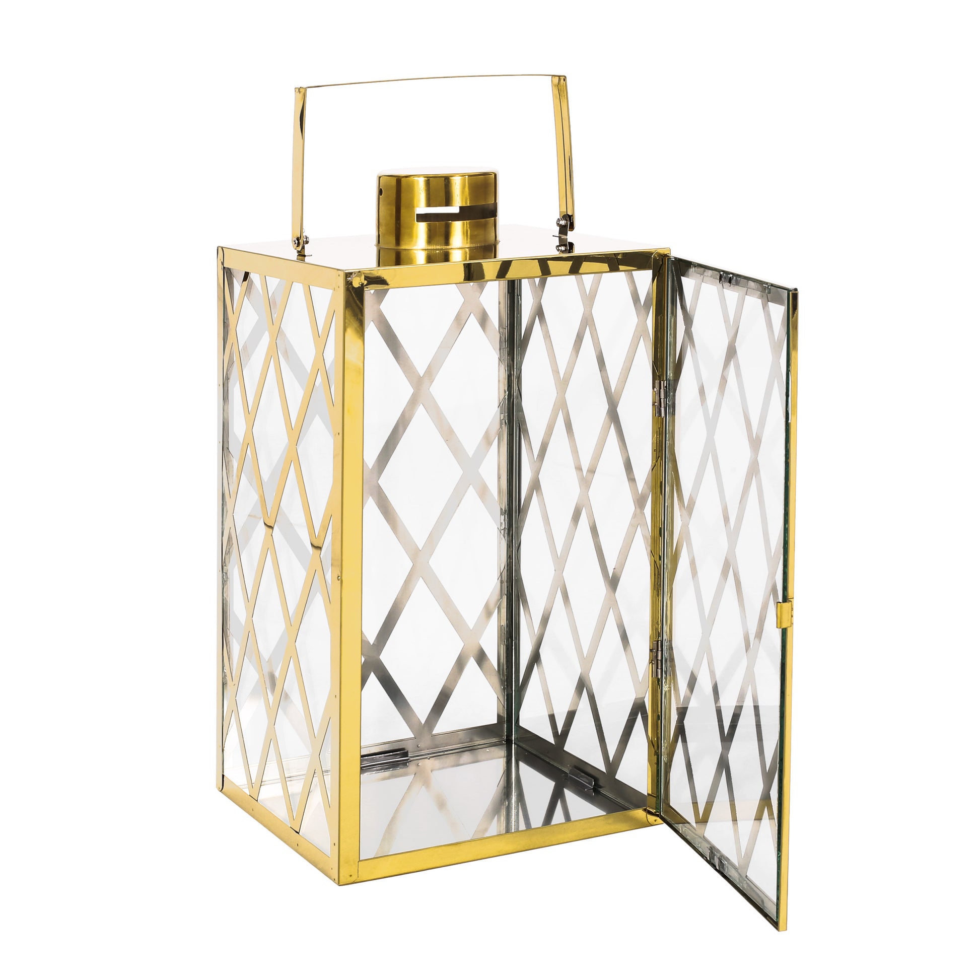 Anton 18"H Stainless Steel Lantern Gold Stainless Steel