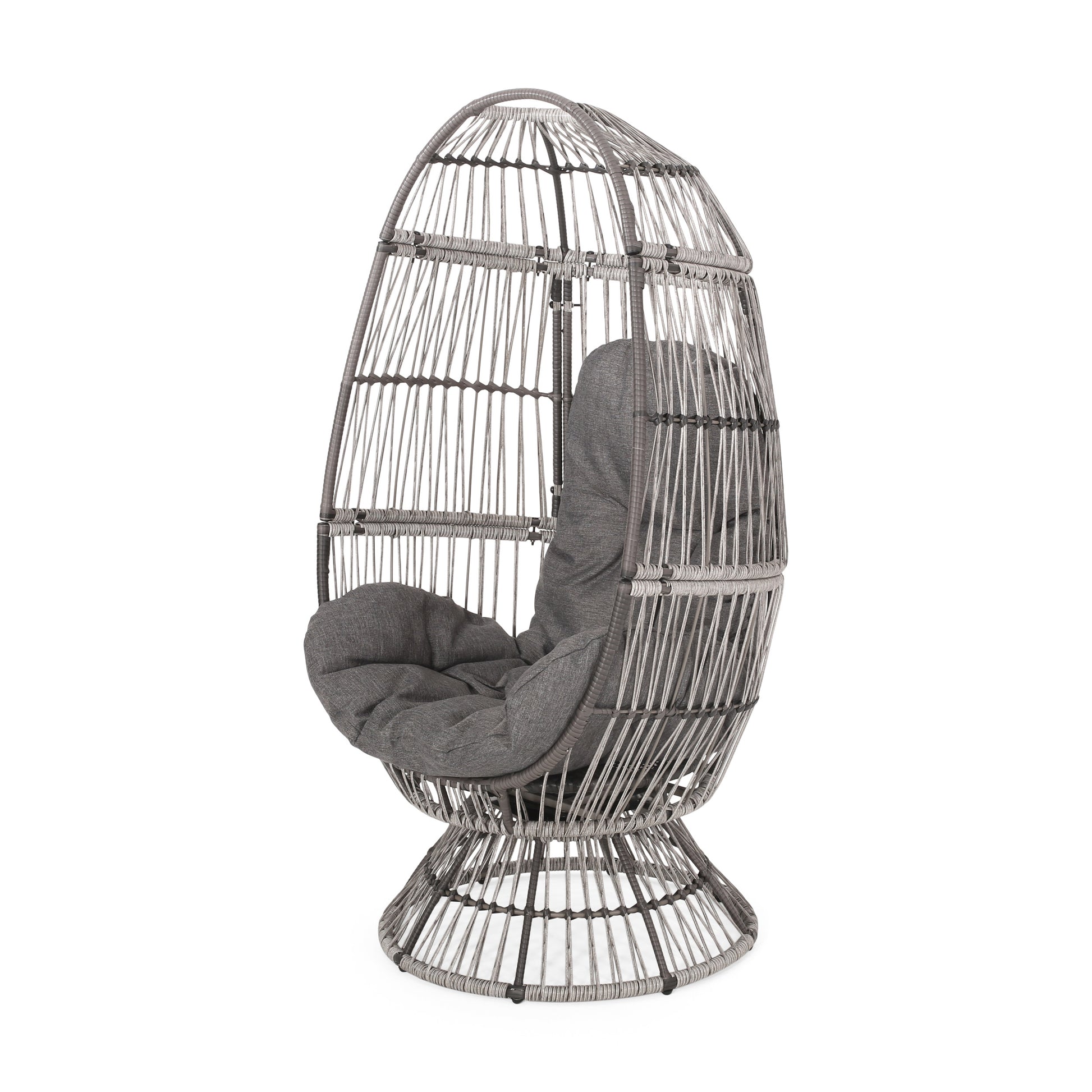 Reseda Swivel Patio Egg Chair White Fabric