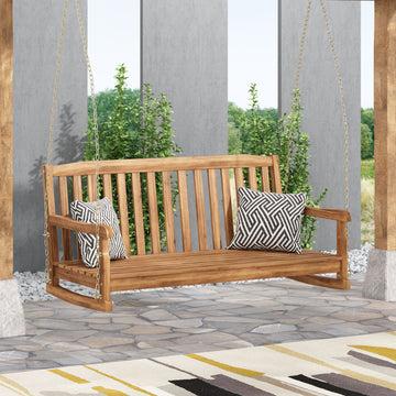 Brantley Porch Swing Teak Metal & Wood