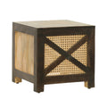 Westby Mango Wood And Cane Square Cube Ottoman Natural Wood