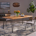 Zion Industrial Wood And Metal Rectangular Dining Table Teak Wood