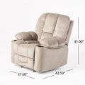 Luxurious Manual Recliner Chair In Coffee, Skin Friendly Fabric, Dual Cup Holders Coffee Fabric