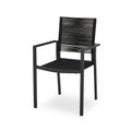 Outdoor Modern Aluminum Dining Chair With Rope Seat Set Of 2 , Dark Gray And Black Black Aluminium