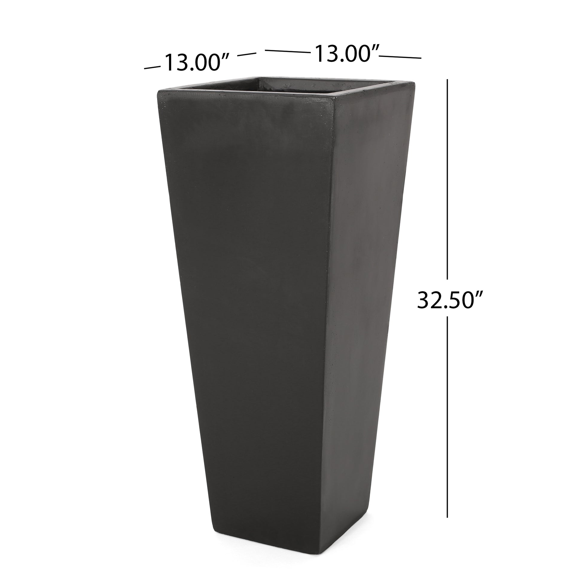 13" X 32.5" Outdoor Modern Mgo Cast Stone Planter, Black Black Magnesium Oxide