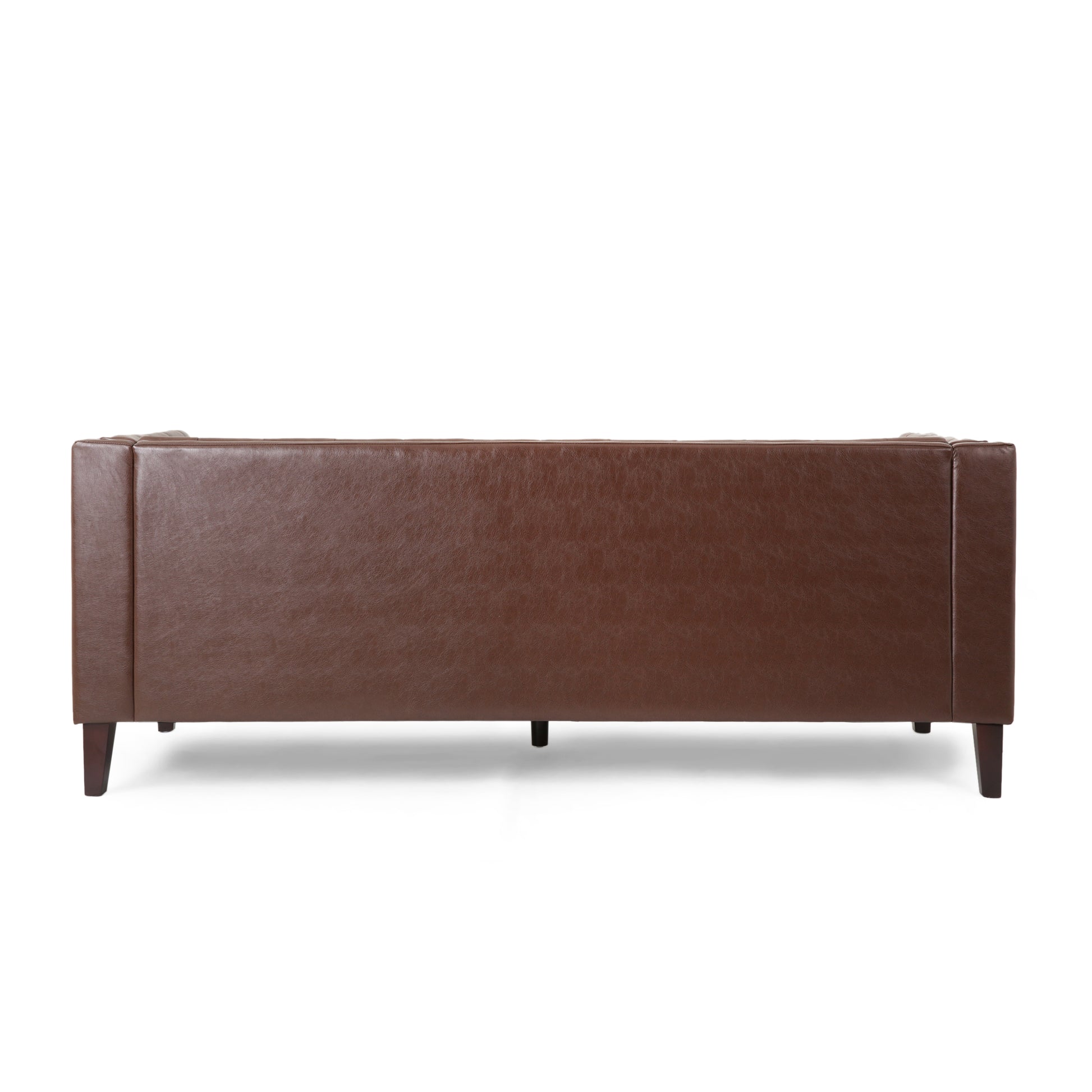 Mirod Comfy 3 Seat Sofa With Tufted Backmodern For Living Room Dark Brown Pu 3 Seat