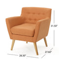 Club Chair, Mid Century Modern Fabric Club Chair, Orange Natural Orange Fabric