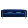 Charlene Velvet Button Tufted Sofa Blue Blue Fabric 2 Seat