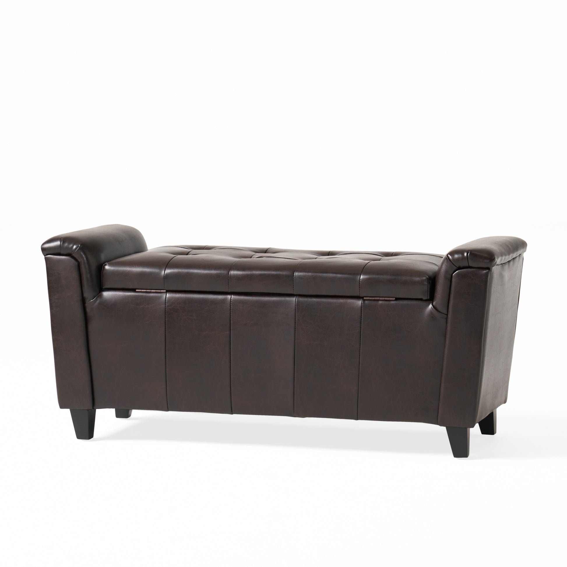 Alden Armed Storage Bench Brown Pu Leather