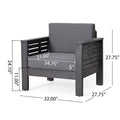 Outdoor Acacia Wood Club Chairs With Cushions, Dark Gray, 27.75