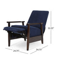 24.75'' Wide Wood Hand Manual Club Recliner Navy Blue Fabric