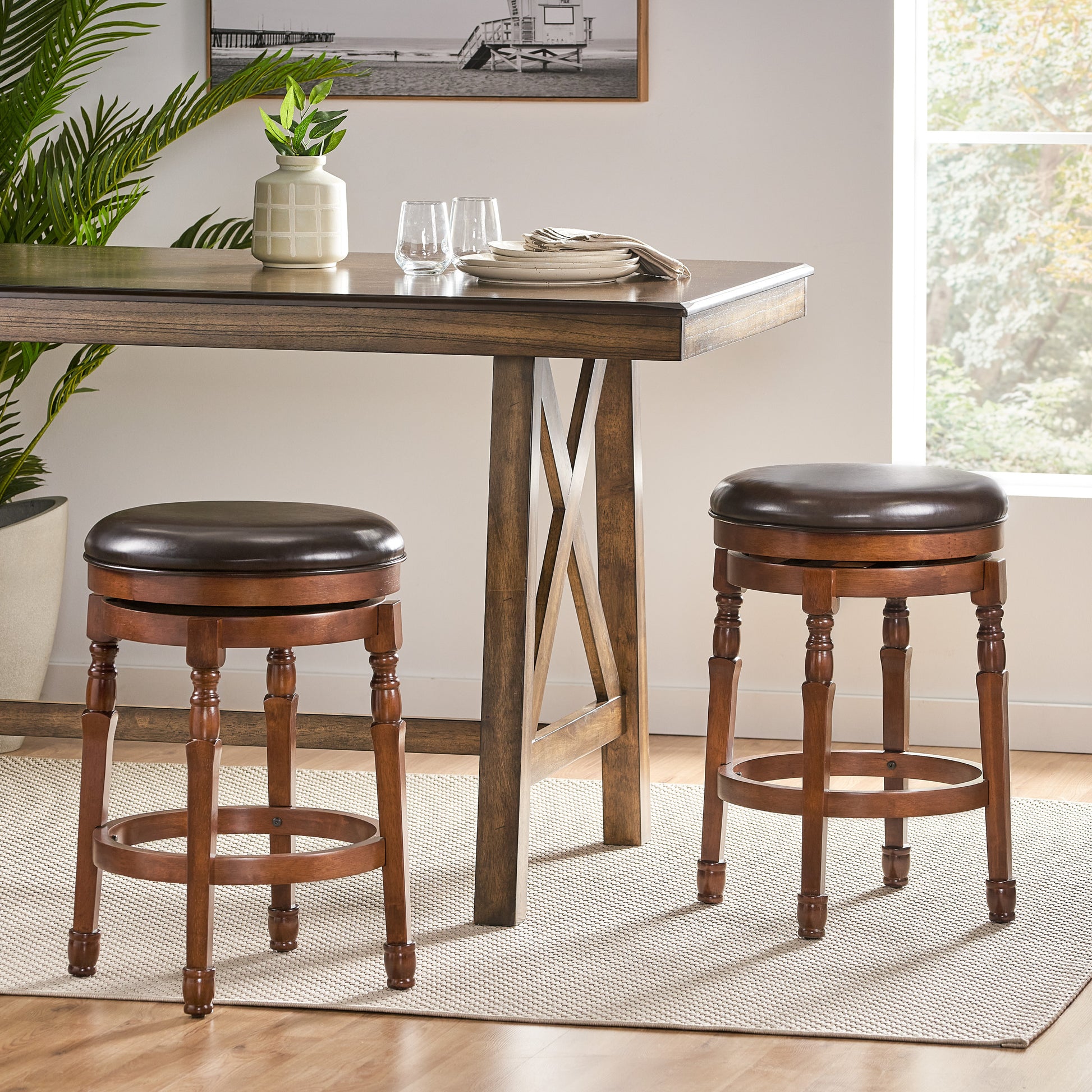 Counter Stool Brown Leather