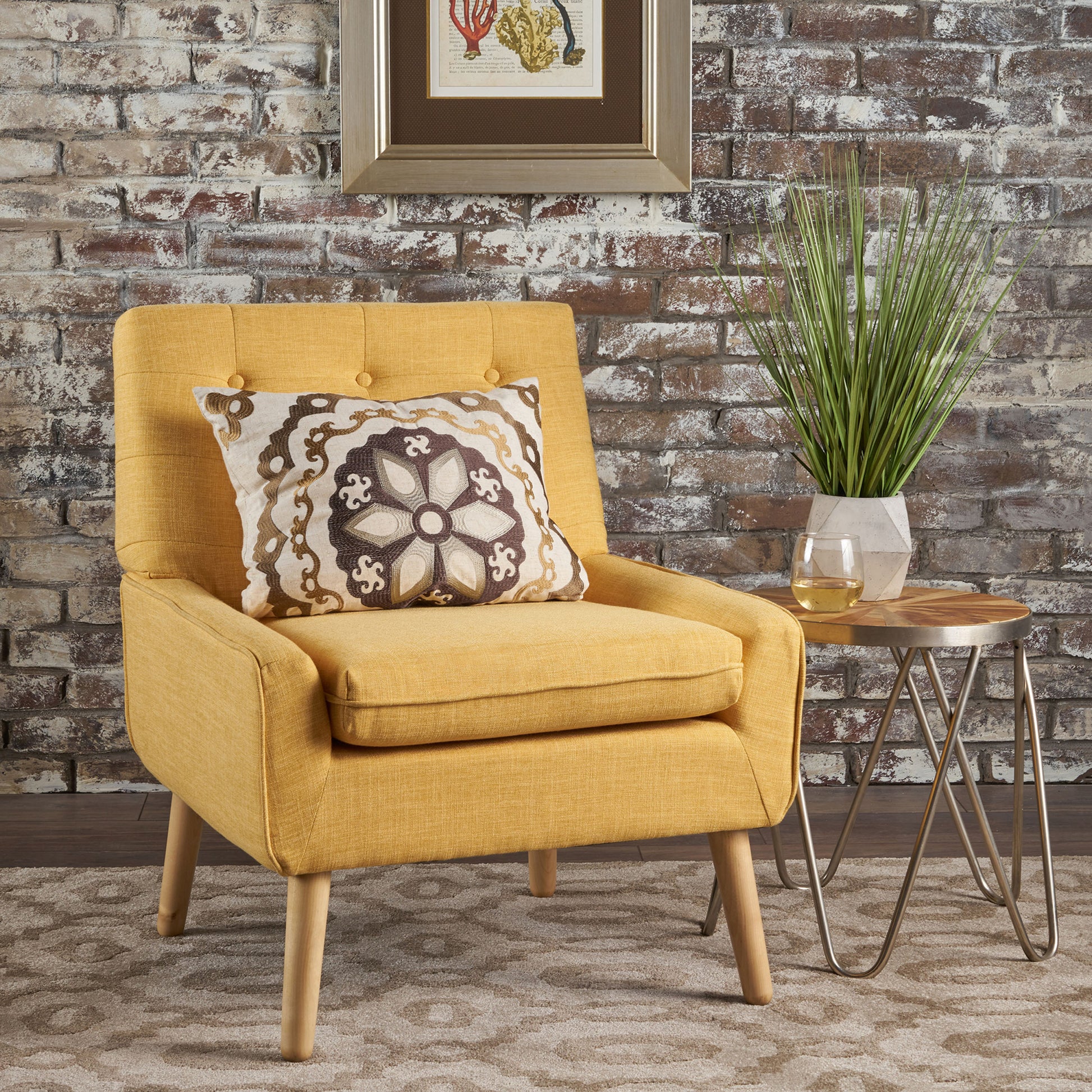 Brooke Retro Chair Kd Yellow Fabric