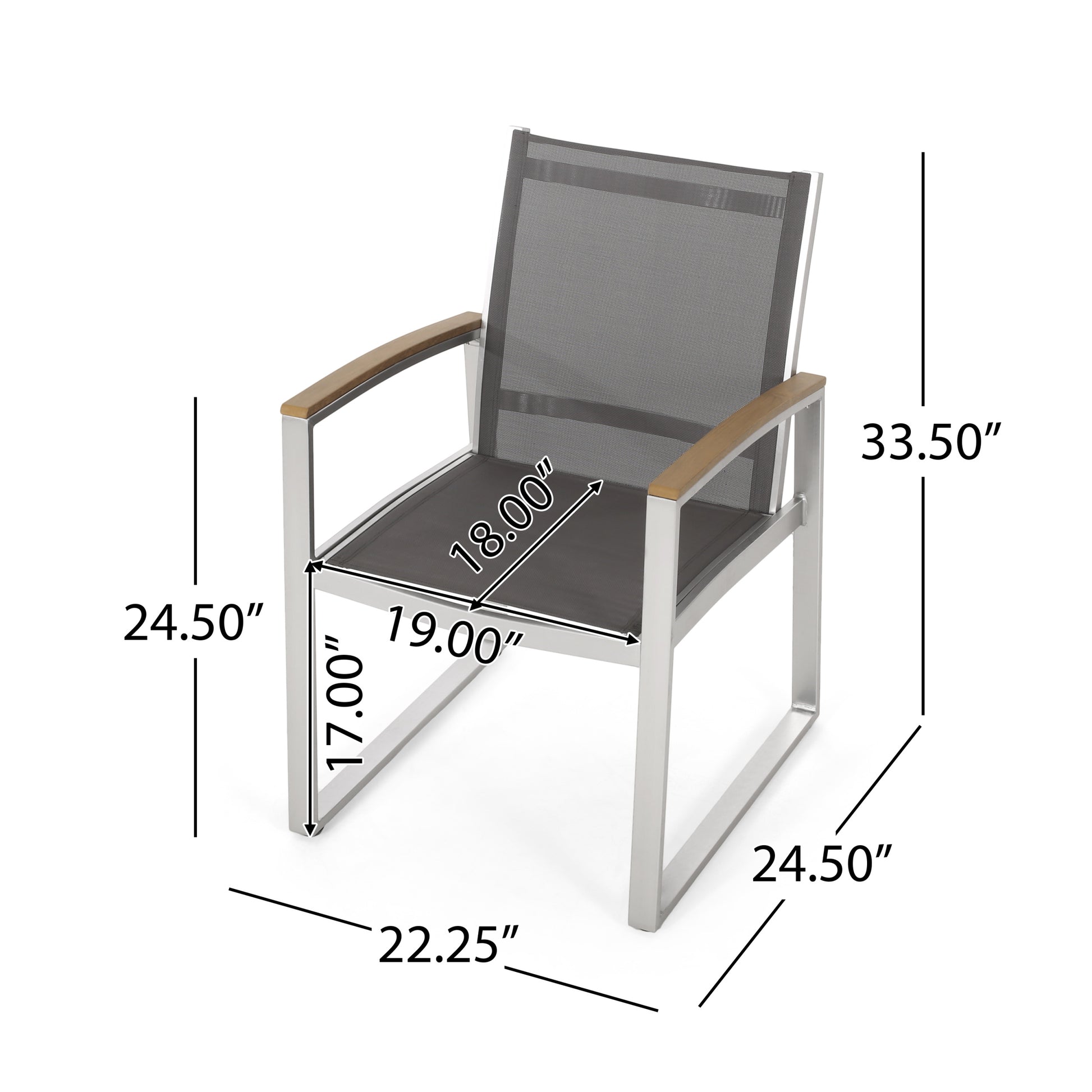 Glasgow Dining Chair Grey Aluminum