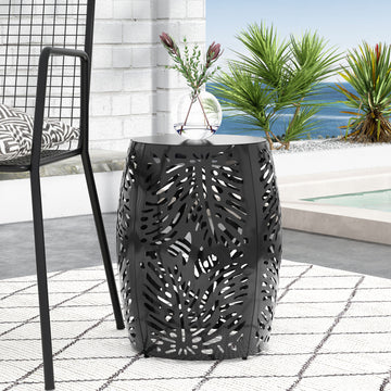 Metal End Table Large Black Iron