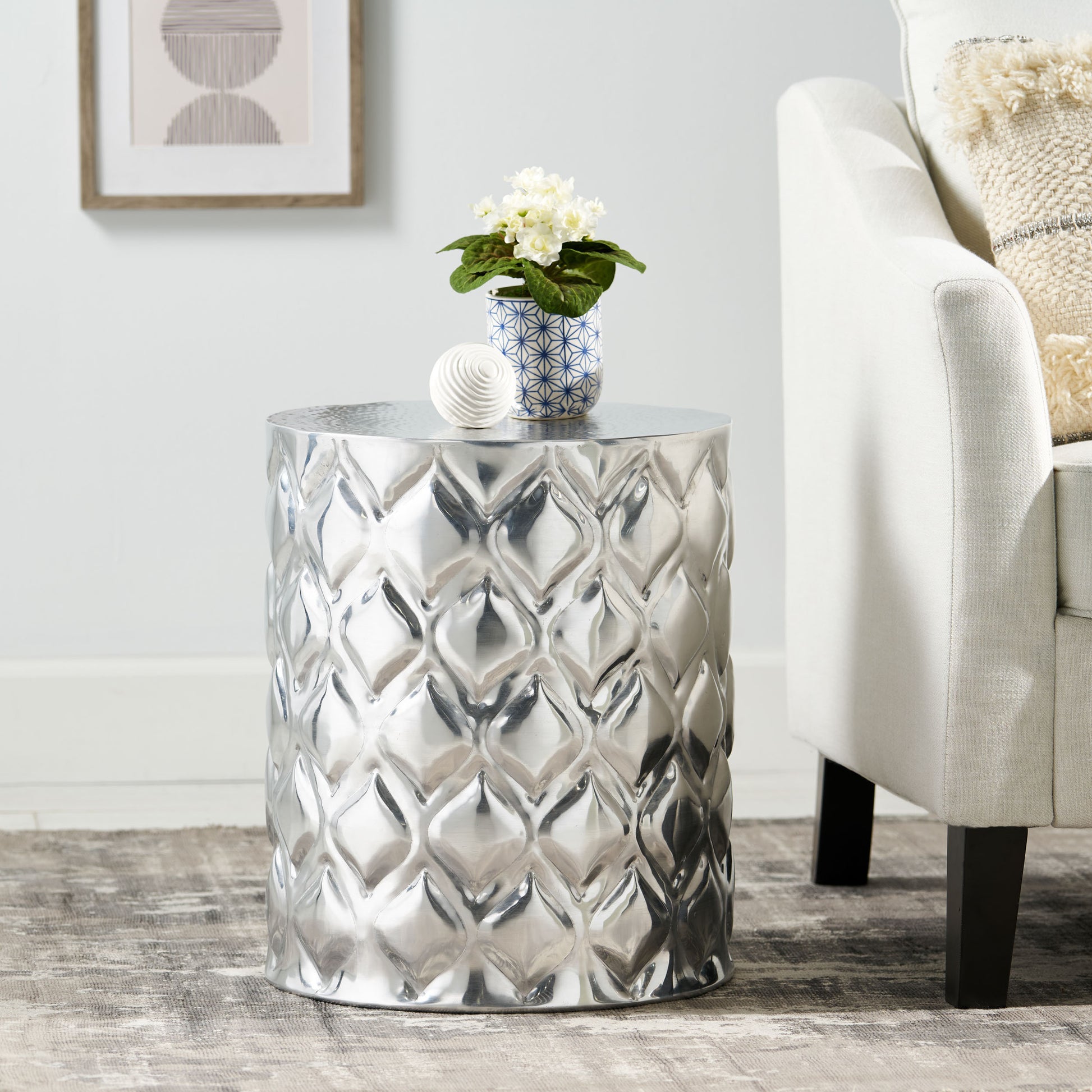 Almond Side Table Silver Aluminium