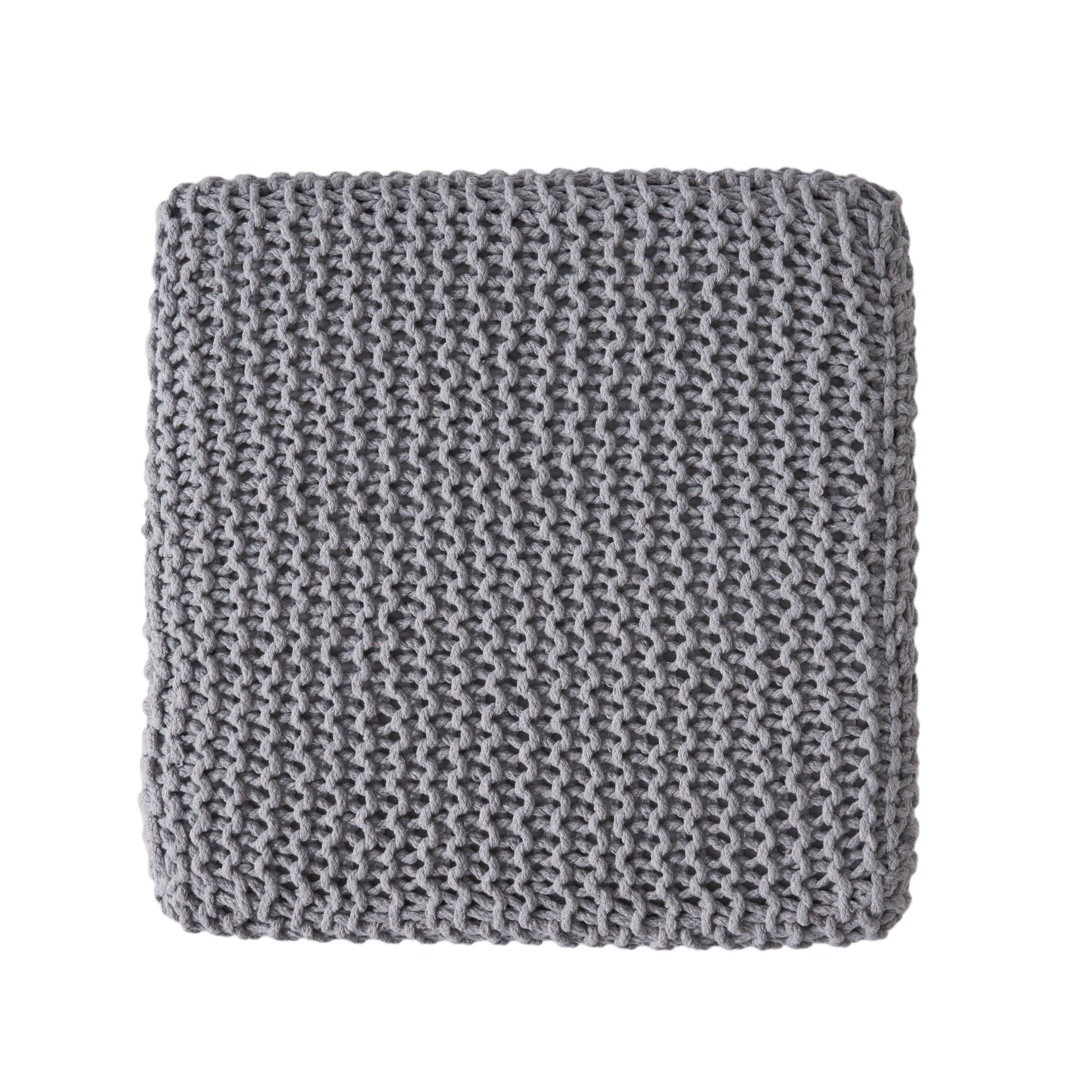 Knitted Foot Stool Light Grey Cotton