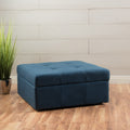 Larkin Storage Ottoman Navy Blue Fabric