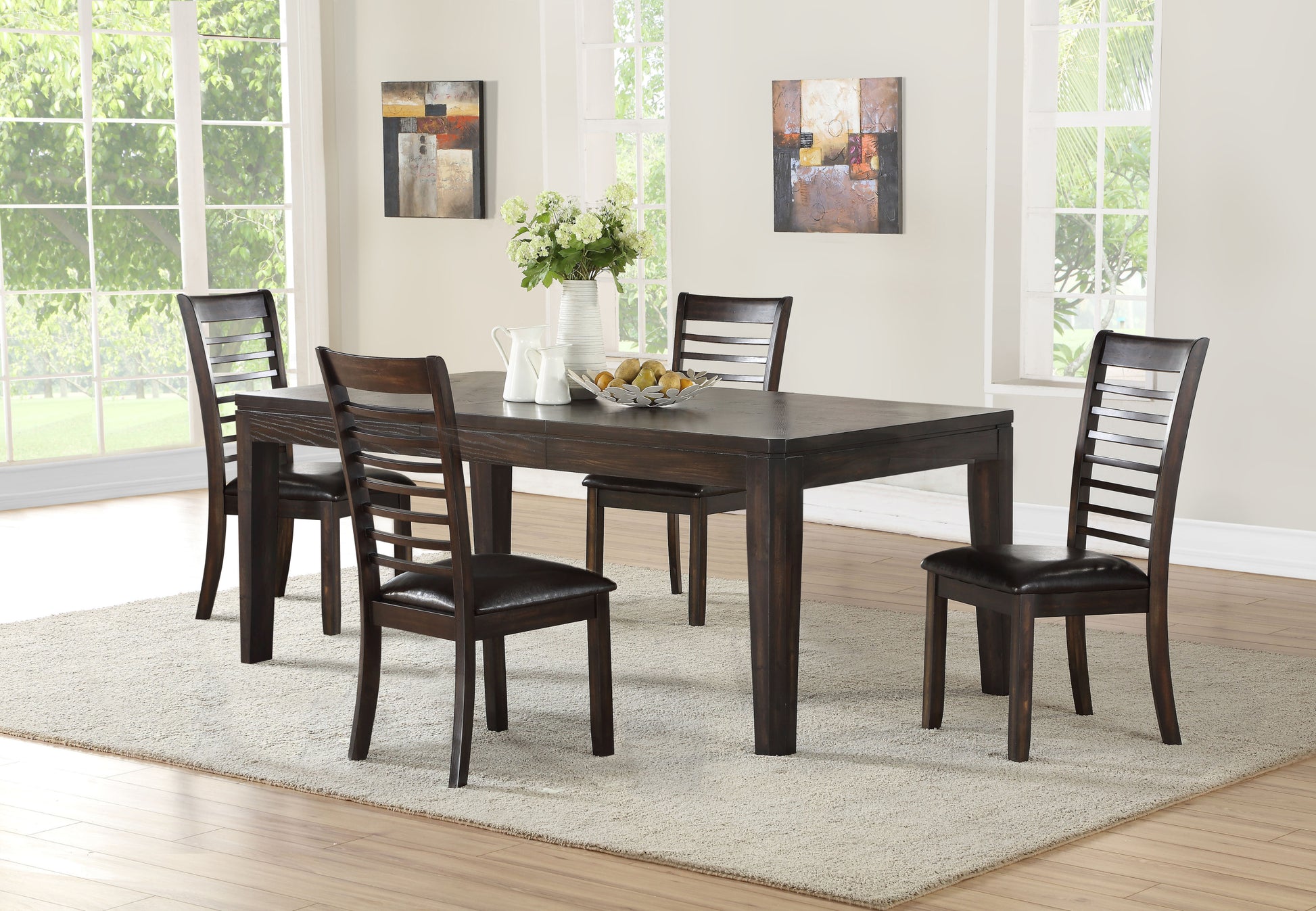 Ally 5 Piece Dining Set Dark Brown Dark Brown Wood