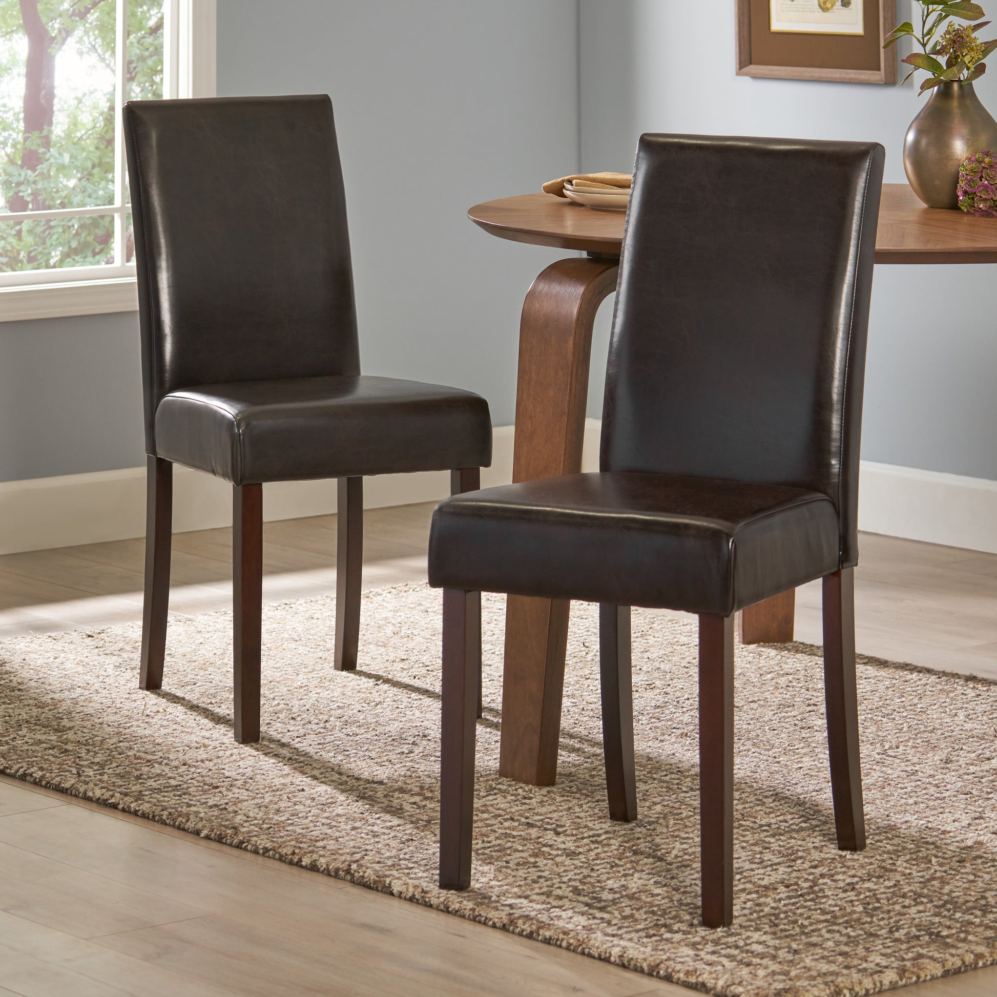 Ryan Kd Dining Chair Set Of 2 Brown Leather