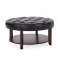 Round Ottoman Black Pu