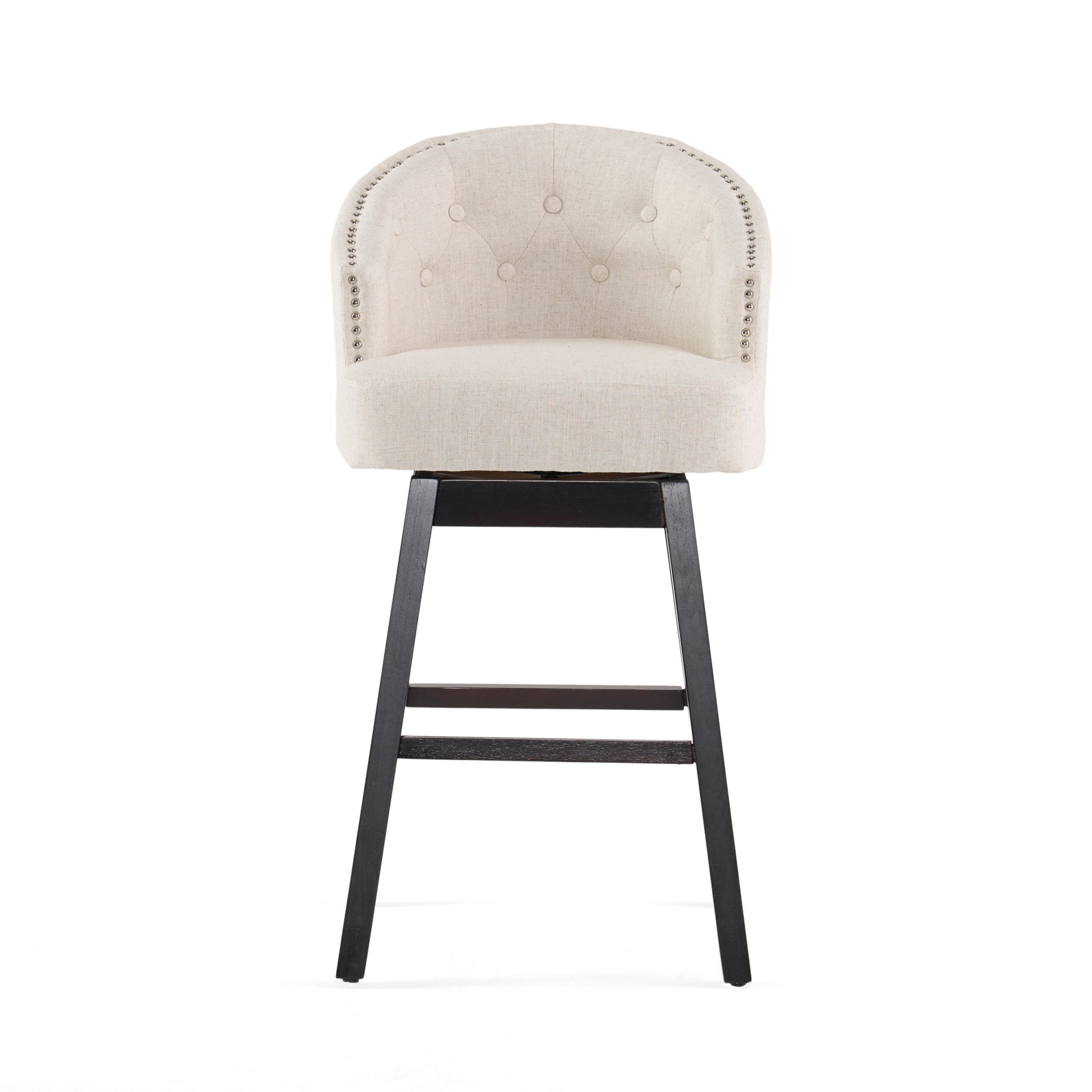 Ogden Kd Swivel Barstool Set Of 2 Beige Fabric