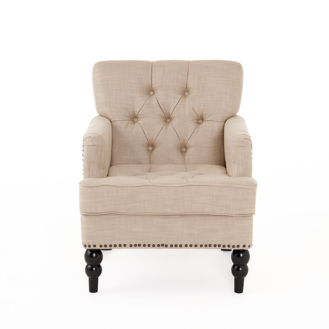 Harrison Tufted Club Chair Beige Primary Living Space American Traditional,Casual Fabric 1 Seat