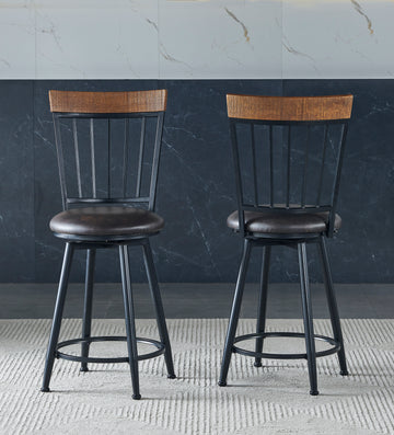 Tyler Swivel Counter Chair Set Of 2 Dark Gray Dark Gray Wood